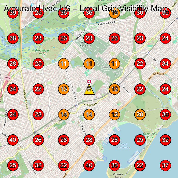 Accurate Hvac US GeoGrid visibility map for Hvac Contractor in Staten Island